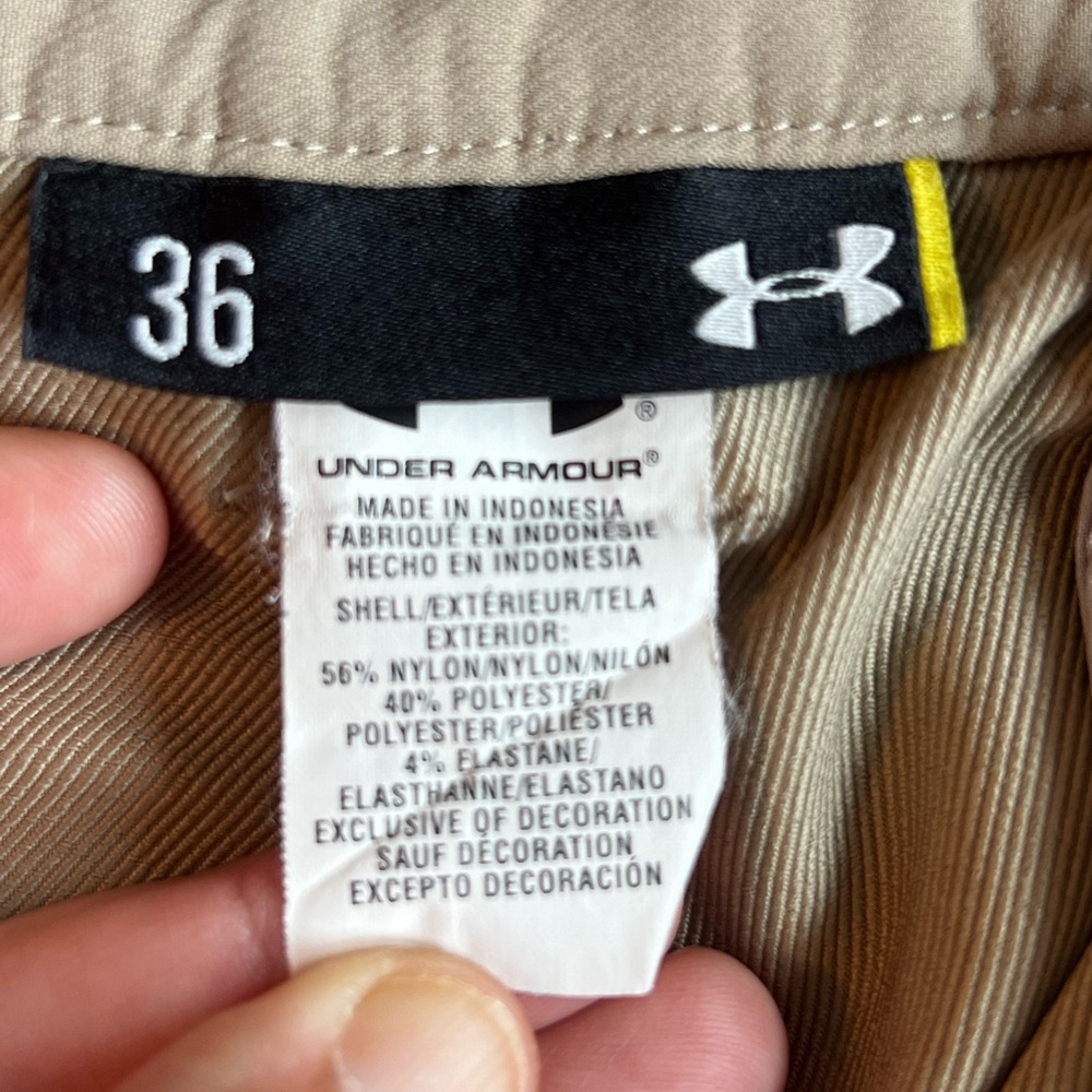Under Armour Mens UA Leaderboard Golf Shorts Mid Rise Flat Front Tan Size 36 - Picture 10 of 13